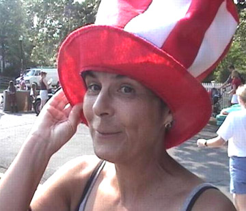Pat Williamson in her parade hat 2003