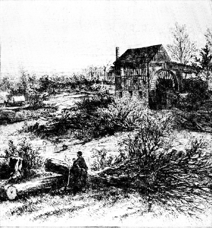 Barcroft Mill before the civil war - engraving